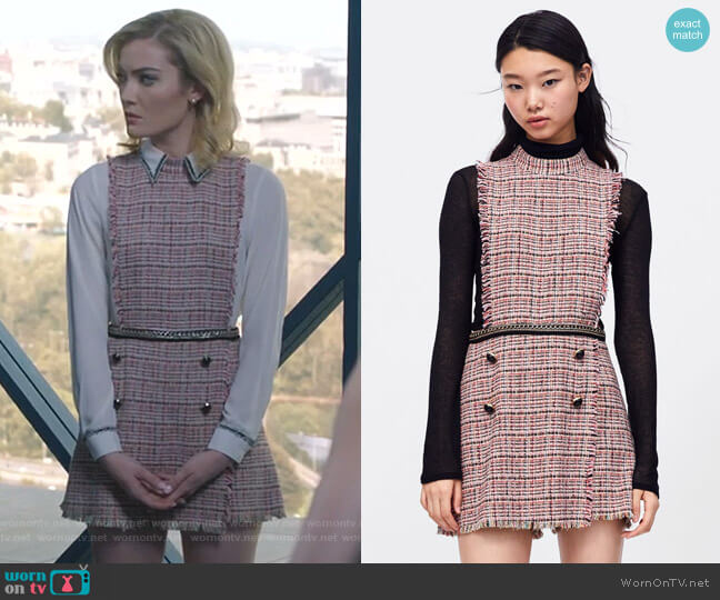Zara Tweed Jumpsuit with Chain worn by The Frost Sisters (Skyler Samuels) on The Gifted