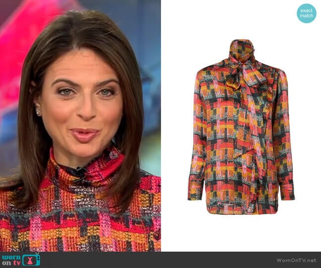 Adam Lippes Removable Scarf Blouse worn by Bianna Golodryga on CBS Mornings