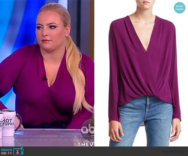 A.L.C. Harmon Drape V-Neck Silk Blouse worn by Meghan McCain on The View