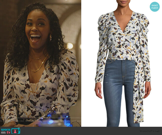 A.L.C. Tessa Wrap Blouse worn by Anissa Pierce (Nafessa Williams) on Black Lightning