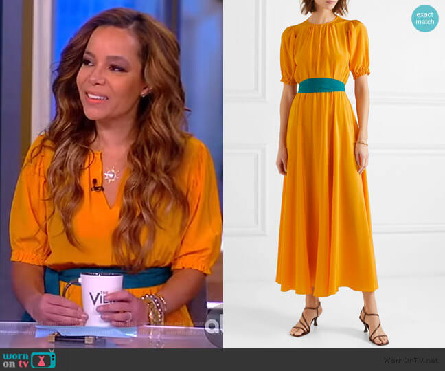 Aross Girl X Soler Brooke silk crepe de chine midi dress worn by Sunny Hostin on The View