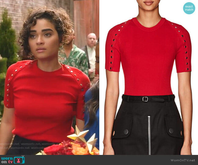 Alexander Wang Snap-detail Rib-knit Cotton Sweater worn by Simone Davis (Brittany O'Grady) on Star