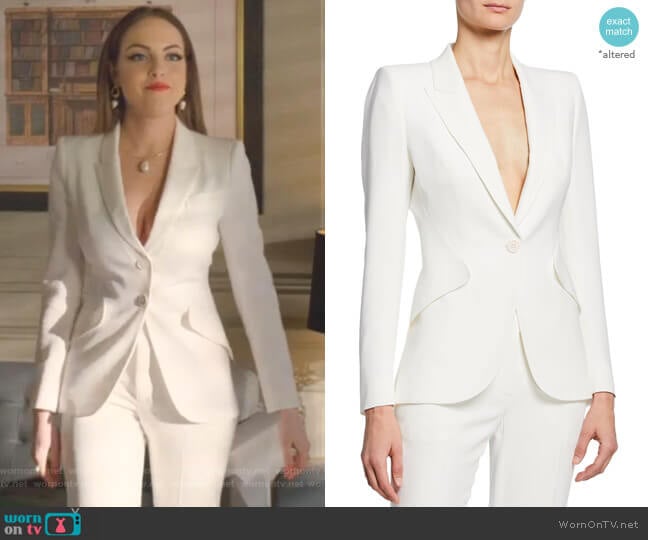 Alexander McQueen Wool Blazer worn by Fallon Carrington (Elizabeth Gillies) on Dynasty