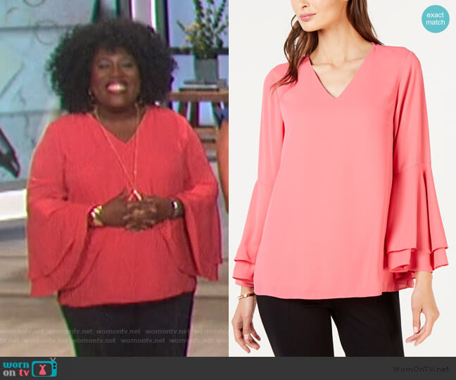 Alfani Bell Sleeve Blouse worn by Sheryl Underwood on The Talk