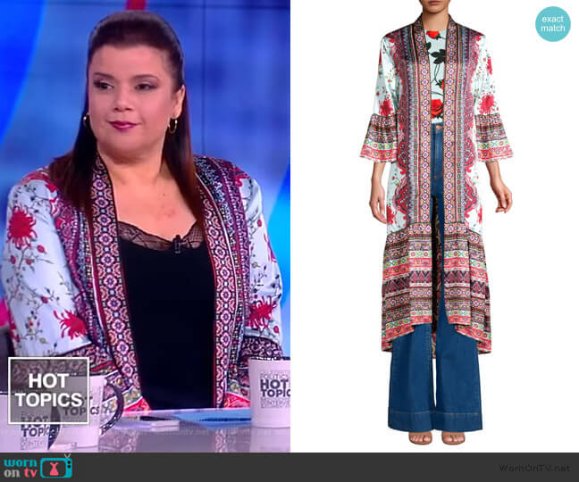 Alice + Olivia Dottie Reversible Long Kimono worn by Ana Navarro on The View
