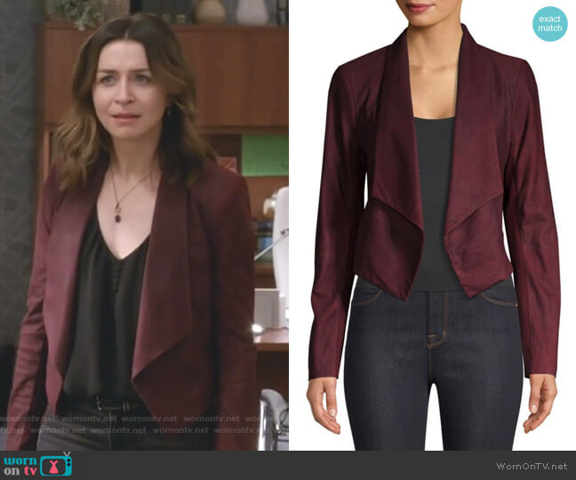 Alice + Olivia Harvey Jacket worn by Amelia Shepherd (Caterina Scorsone) on Greys Anatomy