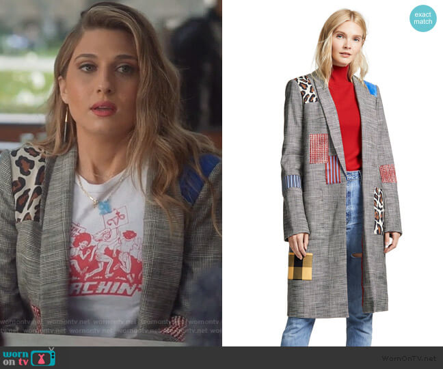 Alice + Olivia Kylie Patchwork Jacket worn by Nomi Segal (Emily Arlook) on Grown-ish