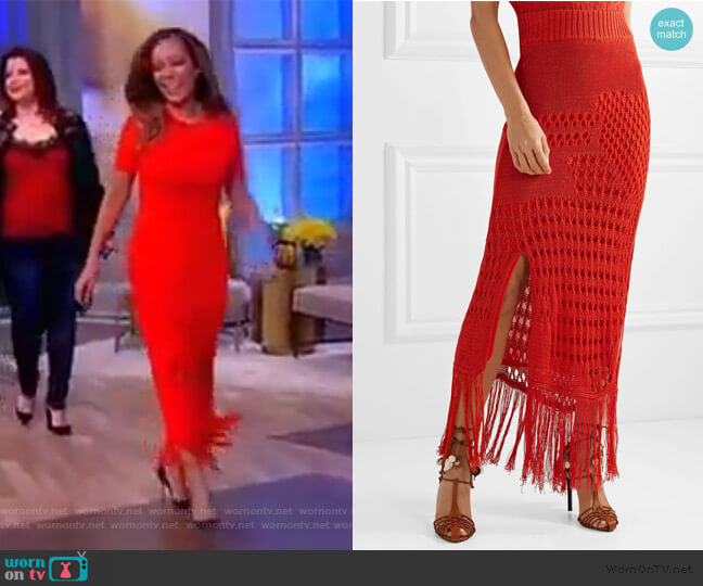 Altuzarra Open-Knit Midi Skirt worn by Sunny Hostin on The View