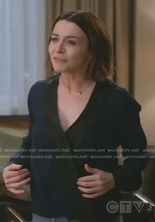 Amelia’s two-tone wrap top on Grey’s Anatomy