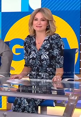 Amy’s black floral v-neck dress on Good Morning America