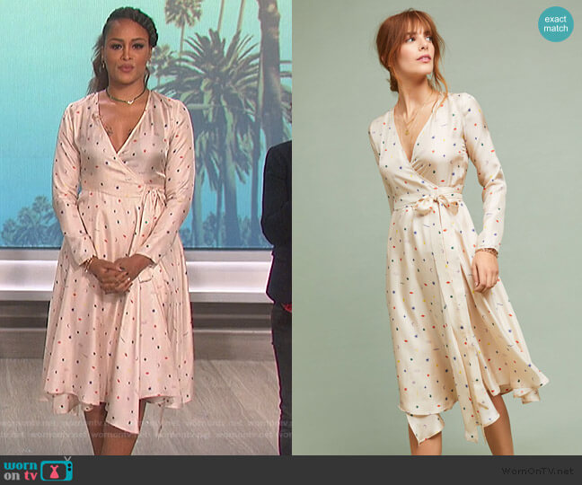 Anthropologie Maria Silk Wrap Dress worn by Eve on The Talk