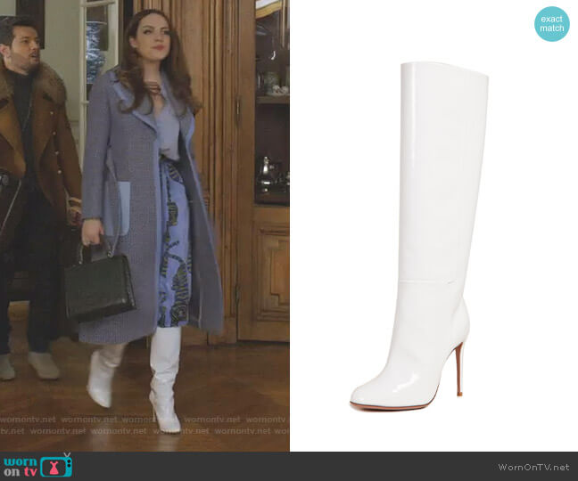 Aquazzura Brera 105 Boots worn by Fallon Carrington (Elizabeth Gillies) on Dynasty