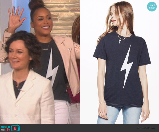 IRO Ashville leather biker jacket in powder worn by Eve on The Talk