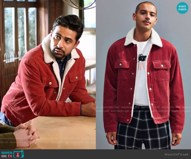 BDG Corduroy Sherpa Trucker Jacket worn by Rakesh (Suraj Sharma) on God Friended Me