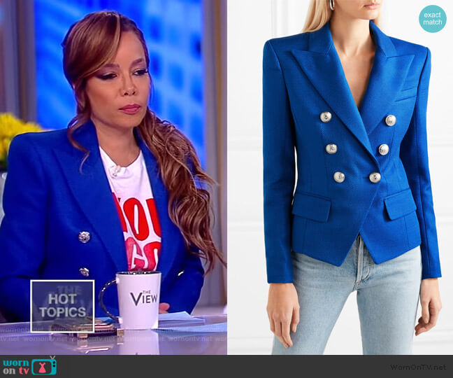 Balmain Double-breasted woven blazer worn by Sunny Hostin on The View