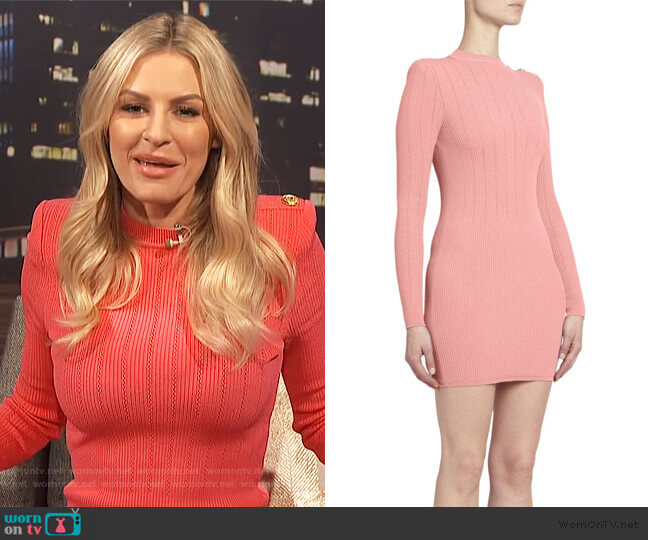 Balmain Long Sleeve Ribbed Sweater Dress worn by Morgan Stewart on E! News