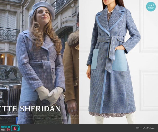 Fendi Belted Canvas and Leather-Trimmed Twill Coat worn by Fallon Carrington (Elizabeth Gillies) on Dynasty