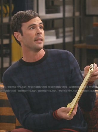 Ben’s blue check sweater on Fam