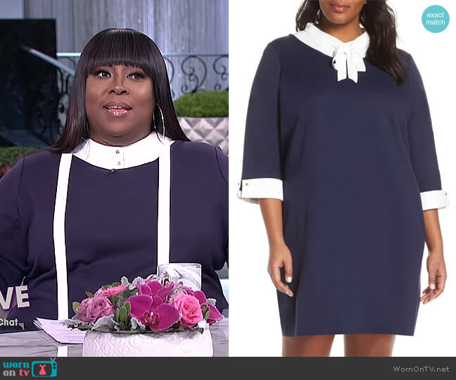 Ming Wang Bow Neck Shift Dress worn by Loni Love on The Real