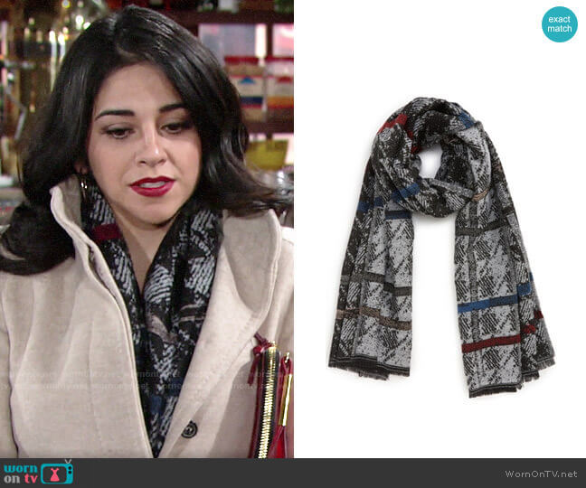BP Stripe Houndstooth Scarf worn by Mia Rosales (Noemi Gonzalez) on The Young and the Restless