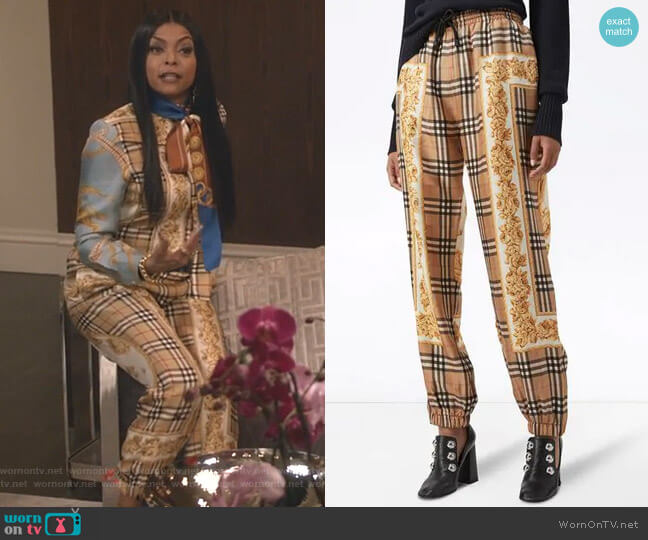 Burberry Scarf Border Vintage Check Silk Drawcord worn by Cookie Lyon (Taraji P. Henson) on Empire
