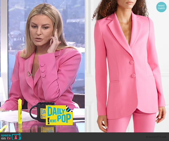 Carolina Herrera Notched-Lapels Two-Button Stretch-Wool Jacket worn by Morgan Stewart on E! News