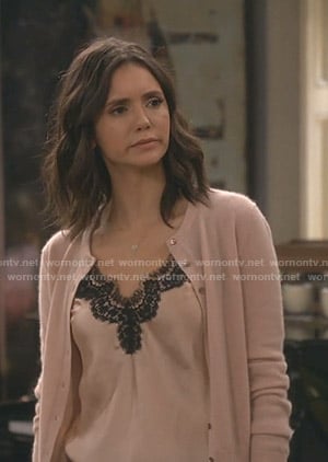Clem’s pink lace trim camisole on Fam