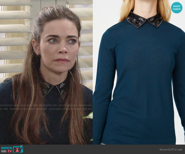 Club Monaco Onalee Sweater worn by Victoria Newman (Amelia Heinle) on The Young and the Restless