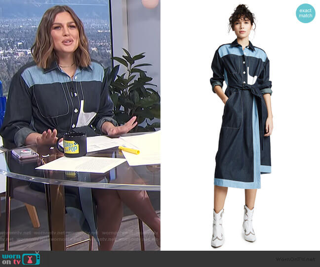 Colovos Belted Two Tone Shirtdress worn by Carissa Loethen Culiner on E! News
