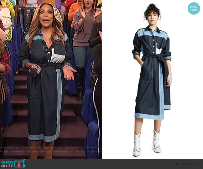 Colovos Belted Two Tone Shirtdress worn by Wendy Williams on The Wendy Williams Show