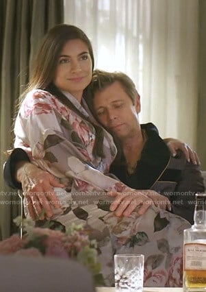Cristal’s grey rose print robe on Dynasty