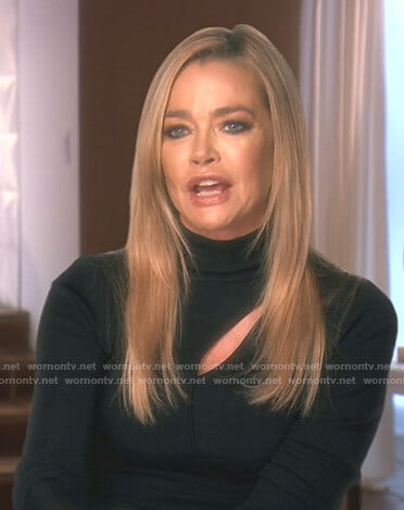 Denise’s black turtleneck cutout sweater on The Real Housewives of Beverly Hills