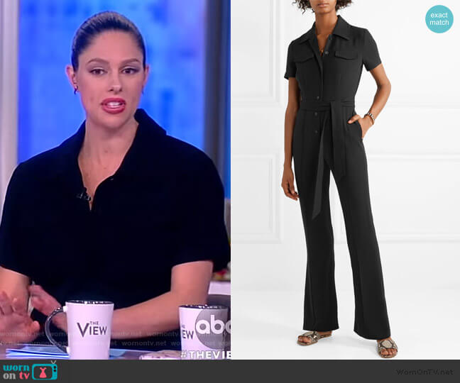 Diane Von Furstenberg Daisy crepe jumpsuit worn by Abby Huntsman on The View