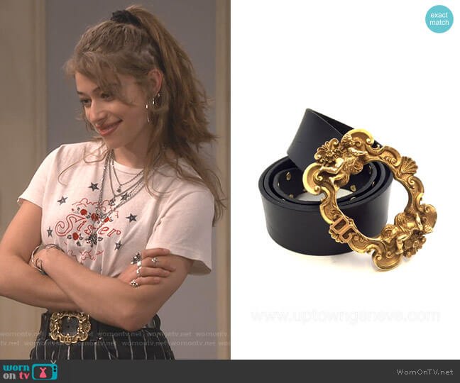 Dolce & Gabbana Baroque Buckle Leather Belt worn by Shannon (Odessa Adlon) on Fam