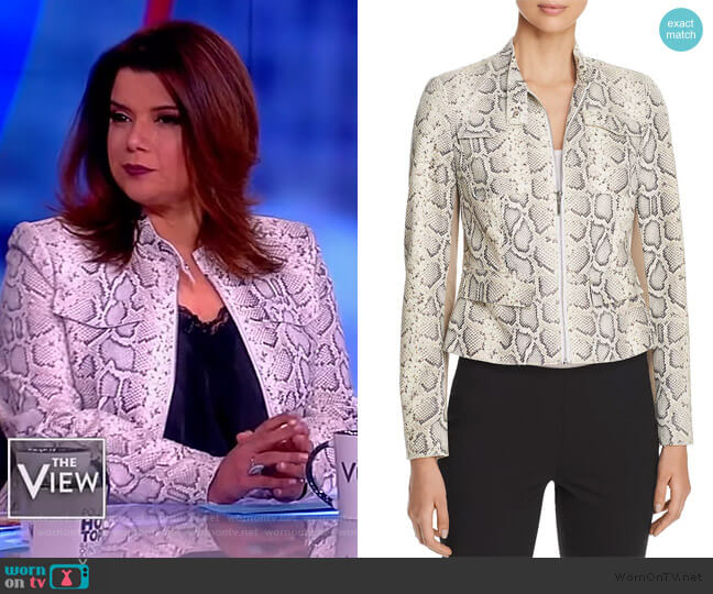 Elie Tahari Gwewn Snakeskin-Embossed Jacket worn by Ana Navarro on The View
