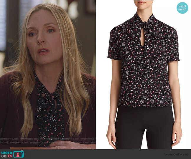 Emporio Armani Printed Tie-Neck Top worn by Jill Carlan (Hope Davis) on For the People
