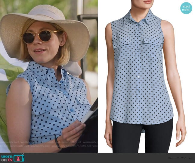 Equipment Retro Dot Top worn by Kate Littlejohn (Susannah Flood) on For the People