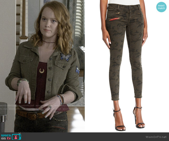 Etienne Marcel Camo-Print Cropped Skinny Jeans worn by Abby Hammond (Liv Hewson) on Santa Clarita Diet