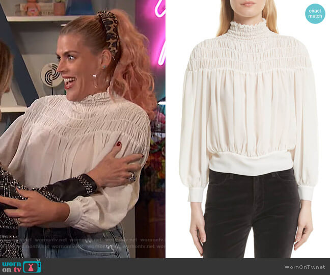 Frame Smocked Tie Back Blouse worn by Busy Philipps on Busy Tonight