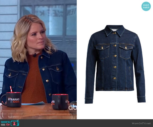 Frame Snap Away Cotton-Blend Denim Jacket worn by Sara Haines on Good Morning America