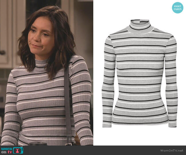 Frame Stripe Turtleneck worn by Clem (Nina Dobrev) on Fam