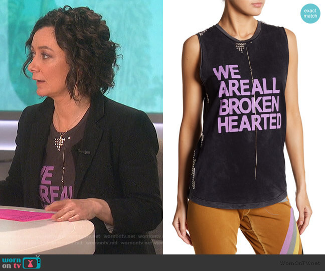 Free City Broken Hearted Studded Tank Top worn by Sara Gilbert on The Talk