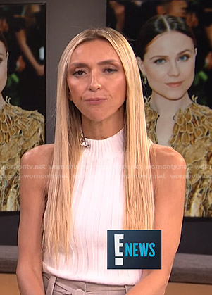 Giuliana’s white ribbed sleeveless top on E! News
