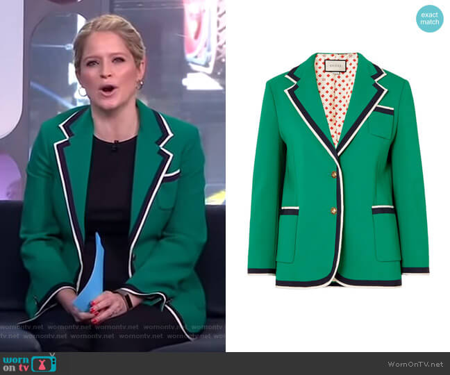 Gucci Grosgrain-Trimmed Cady Blazer worn by Sara Haines on Good Morning America