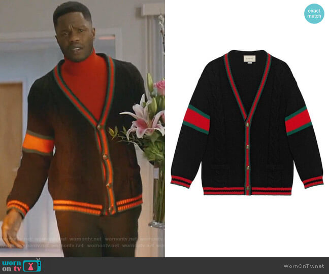 Gucci Oversize Cable Knit Cardigan worn by Jeff Colby (Sam Adegoke) on Dynasty