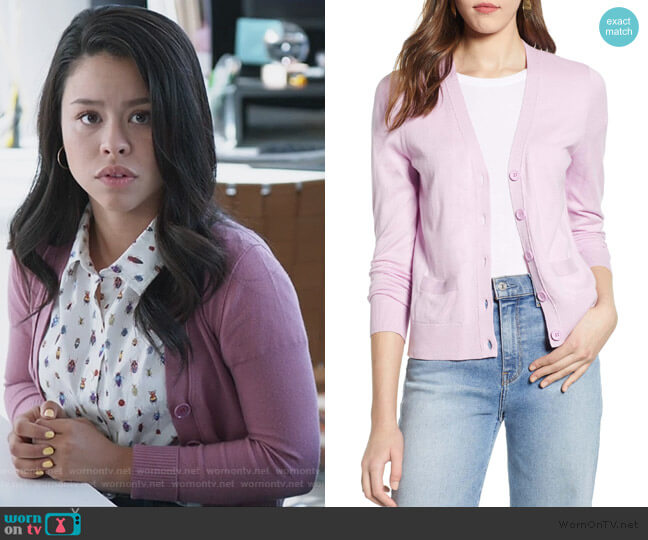 Halogen V-Neck Cardigan worn by Mariana Foster (Cierra Ramirez) on Good Trouble