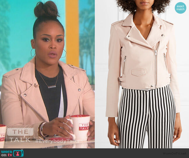 IRO Ashville leather biker jacket in powder worn by Eve on The Talk