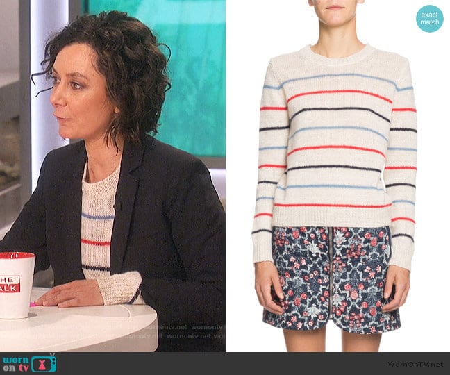 Etoile Isabel Marant Gian Striped Alpaca-Blend Crewneck Sweater worn by Sara Gilbert on The Talk