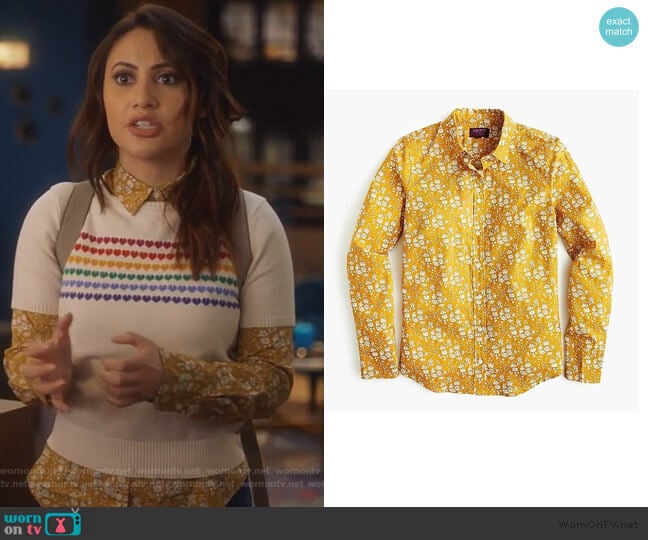 J. Crew Slim perfect shirt in Liberty worn by Ana Torres (Francia Raisa) on Grown-ish