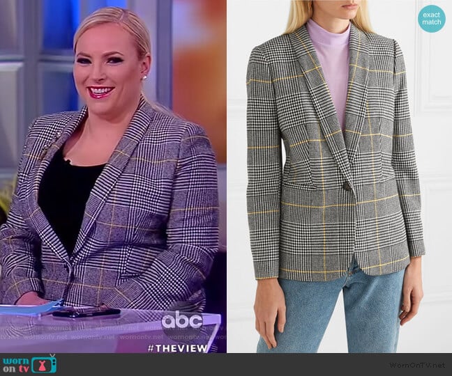 J. Crew Parke Prince of Wales checked tweed blazer worn by Meghan McCain on The View